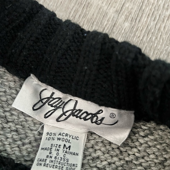 Vintage Jay Jacobs argyle wool blend Crewneck Grandpa grey Sweater size M - Picture 2 of 3